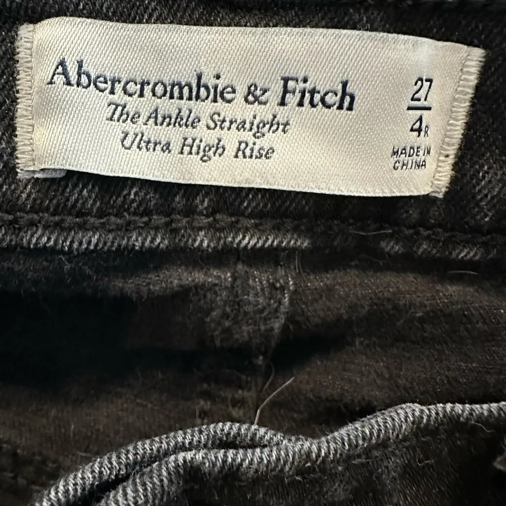 Abercrombie and fitch the ankle straight ultra high rise jeans black